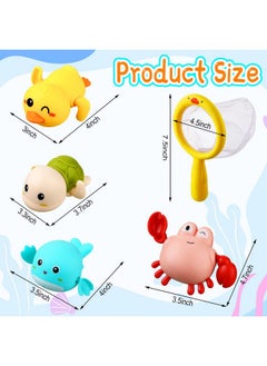 Bath Toys Sets Include 12 Pcs Wind up Floating Toys with 2 Pcs Duck Shape Fishing Net, Swimming Pool Games Bathtub Shower Toy, Turtle Whale Duck Crab for Boys Girls Funny Gifts - pzsku/Z10789BD4A04011BEA651Z/45/_/1737031515/50f97364-25df-497b-96de-dc166634859c