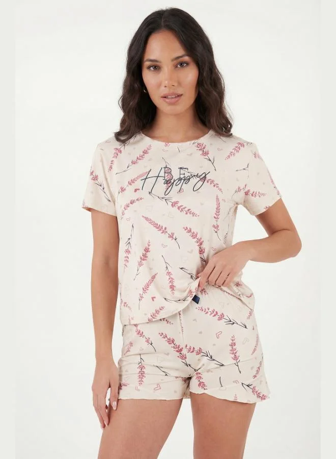 Lela  Lela Patterned Bamboo Blend Regular Fit Shorts Pajama Set Women's PAJAMA SET 6097715 for Women | Best Price UAE