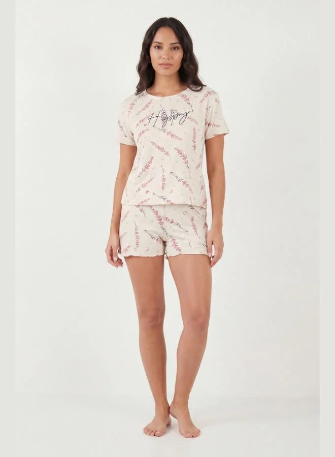 ليلا Lela Patterned Bamboo Blend Regular Fit Shorts Pajama Set Women's PAJAMA SET 6097715