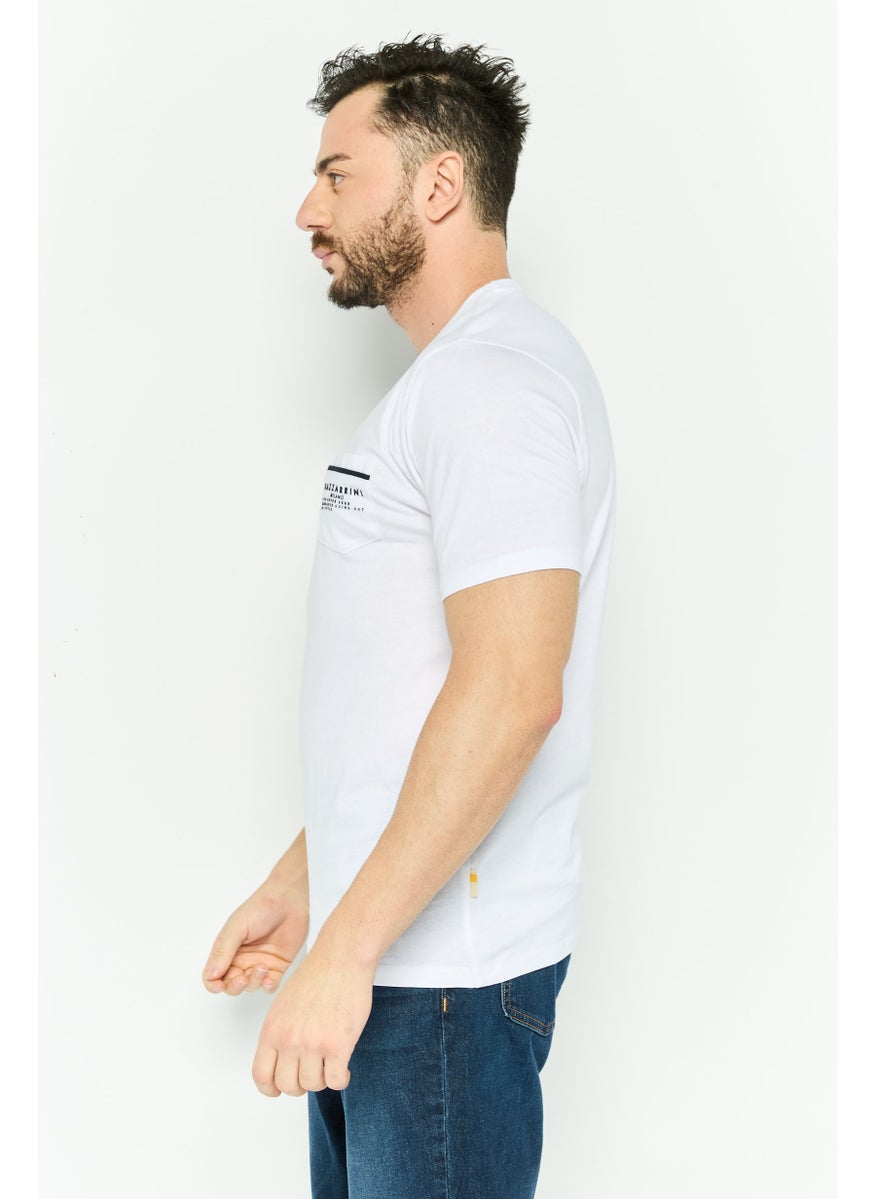 Gazzarrini Men Crew Neck Short Sleeve Brand Logo T Shirt, White  - Image 3