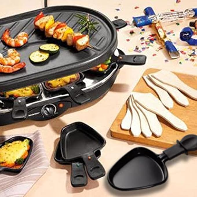 Kosmosta NonStick Coated Mini Iron Grill Cheese Pan Melting Accessories For Raclettes Replacement Trays Raclette Dishes Mini Raclette PanSquare Shape4Pcs White Color - Image 5
