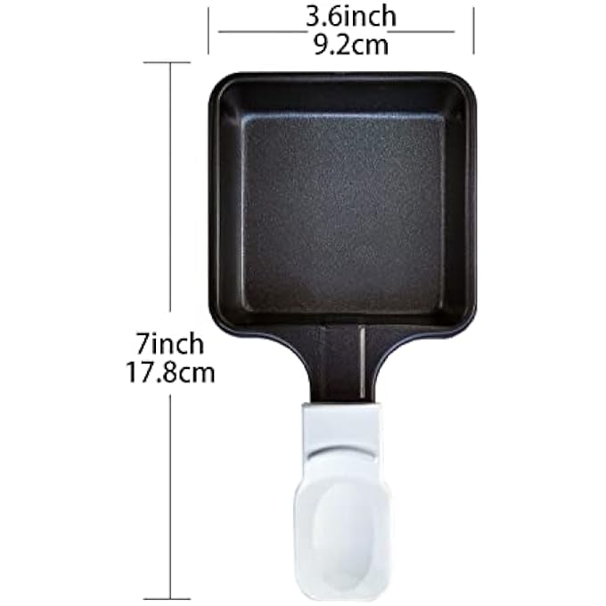 Kosmosta NonStick Coated Mini Iron Grill Cheese Pan Melting Accessories For Raclettes Replacement Trays Raclette Dishes Mini Raclette PanSquare Shape4Pcs White Color - Image 3