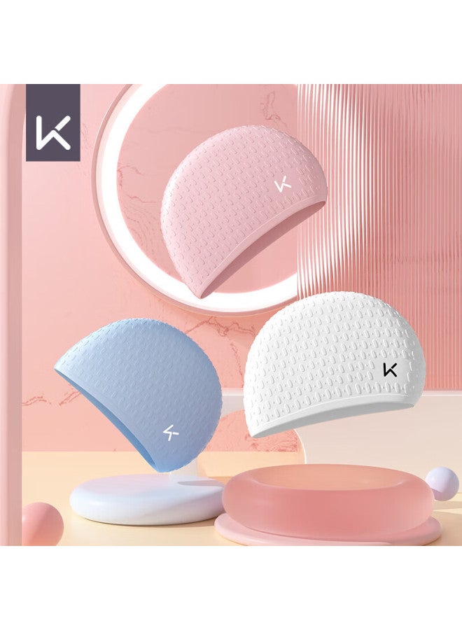 كيب Keep Swimming Cap For Women, Large Size, Waterproof, Non-binding, For Long Hair, Silicone Ear Protection, For Adults And Men, White - Image 1