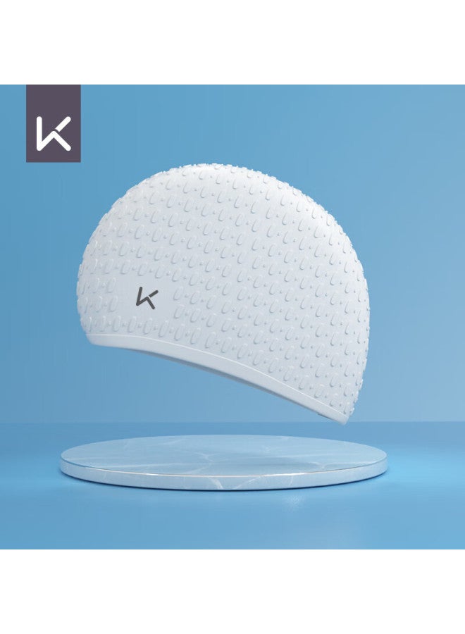 كيب Keep Swimming Cap For Women, Large Size, Waterproof, Non-binding, For Long Hair, Silicone Ear Protection, For Adults And Men, White - Image 2