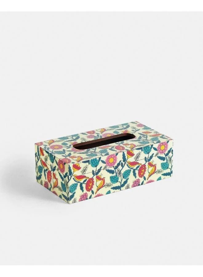 Chumbak  Country Wooden Tissue Box  -  Floral,  9” x 5” x 3”  | Best Price UAE