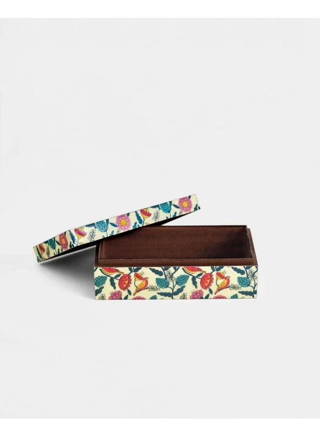 Chumbak  Country Wooden Tissue Box  -  Floral,  9” x 5” x 3”  | Best Price UAE