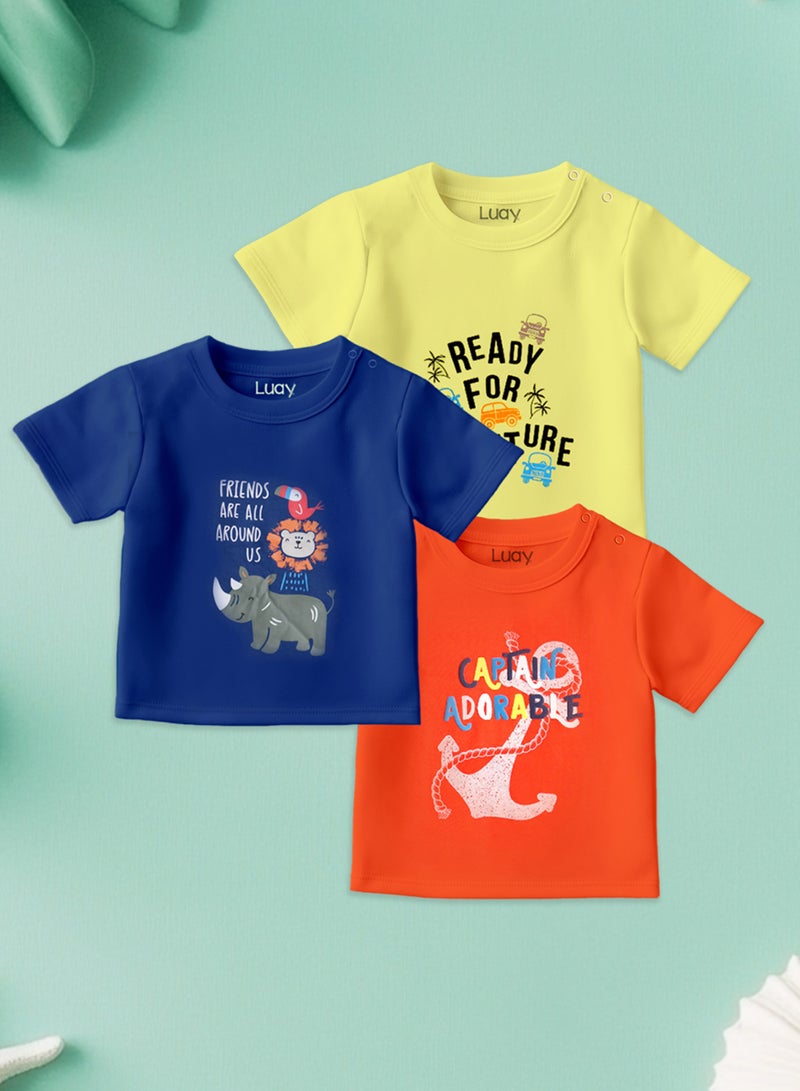 LUAY 100% Organic Cotton  T-Shirts for Boys & Girls Festive Short Sleeve Styles in Vibrant Colors and Patterns for Kids and Toddlers_Regular Fit  - Image 1