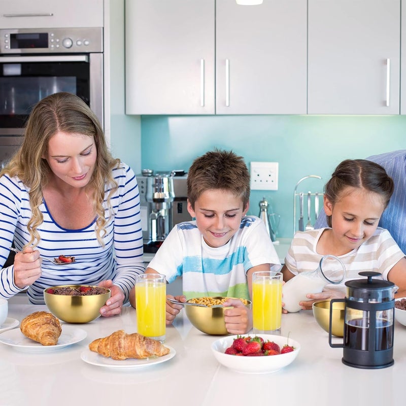 Nuogo نوغو 10 قطع من أوعية الخلط الفولاذية الذهبية لأخصائيي التجميل لحفلات الزفاف 4 يوليو للخبز والتحضير والتقديم والطعام والسلطة والفواكه والوجبات الخفيفة والحساء والحبوب 79 بوصة - Image 4