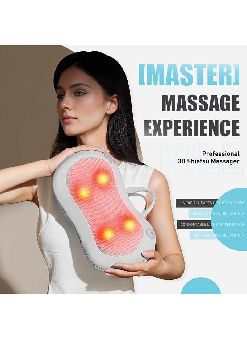 Hihonor - 1pc Shiatsu Back And Neck Massager With Heat, Deep Tissue Kneading, Electric Massage Pillow For Back, Shoulders, Legs, Foot, Body Muscle Relax, Use At Home, Car, Office - Image 1