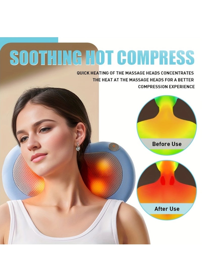 Hihonor - 1pc Shiatsu Back And Neck Massager With Heat, Deep Tissue Kneading, Electric Massage Pillow For Back, Shoulders, Legs, Foot, Body Muscle Relax, Use At Home, Car, Office - Image 1