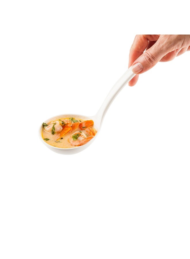 Restaurantware Voga 2.5 Ounce Melamine Ladles, 10 Premium Soup Ladles - Ergonomic Handle, Heavy-Duty, White Melamine Ladle Spoons, Serve Chili, Gravy, Dressing, or Sauce, For Home Or Restaurants - Image 2