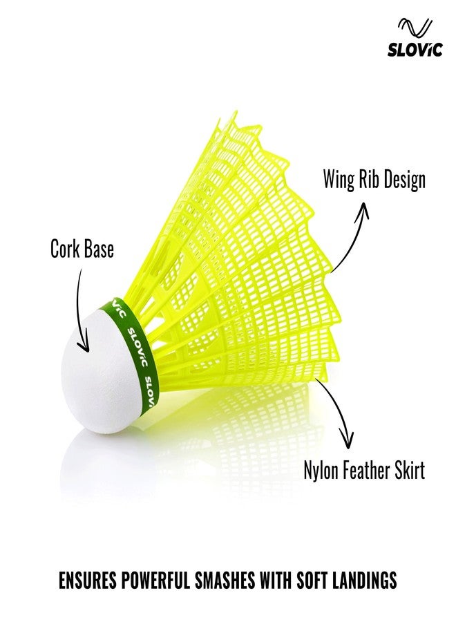 Slovic Shuttlecock Set [Pack of 6] | Badminton Shuttle Cock with Aerodynamic Wing Rib Design | Durable Nylon Feather Cock | Stable Flight & Fast Recovery | Ideal for Indoor & Outdoor Games - Image 4