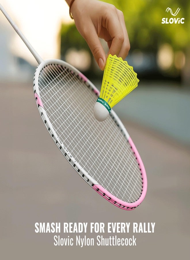 Slovic Shuttlecock Set [Pack of 6] | Badminton Shuttle Cock with Aerodynamic Wing Rib Design | Durable Nylon Feather Cock | Stable Flight & Fast Recovery | Ideal for Indoor & Outdoor Games - Image 2