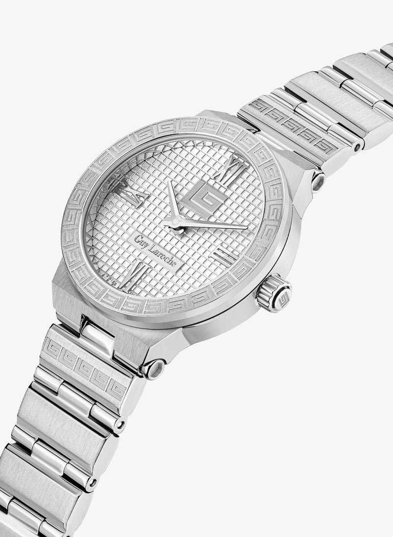 Guy Laroche Sacha Watch for Women with Silver Stainless Steel Bracelet 25 mm 5 Atm - Image 2