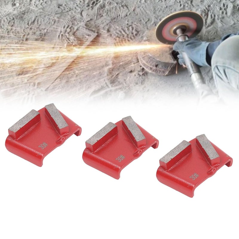3Pcs Red Grinding Shoes Trapezoid 2 Long Teeth 30 Grit for Concrete Floor Polishing Low Noise - Image 3