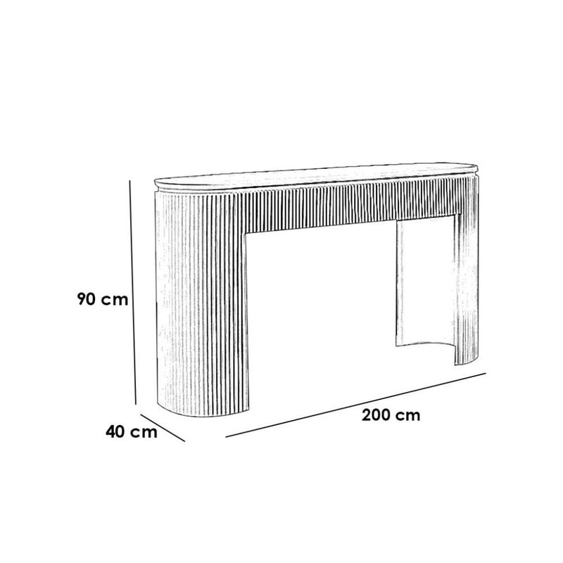 home house MDF wood and beige natural marble entrance table - 200 x 40 x 90 cm - Image 2