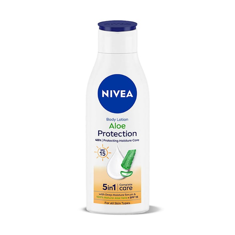 NIVEA Aloe Protection Body Lotion 200 ml  SPF 15  Aloe Vera Extracts  Dep Moisture Serum  Men and Women  All Skin Type - Image 1