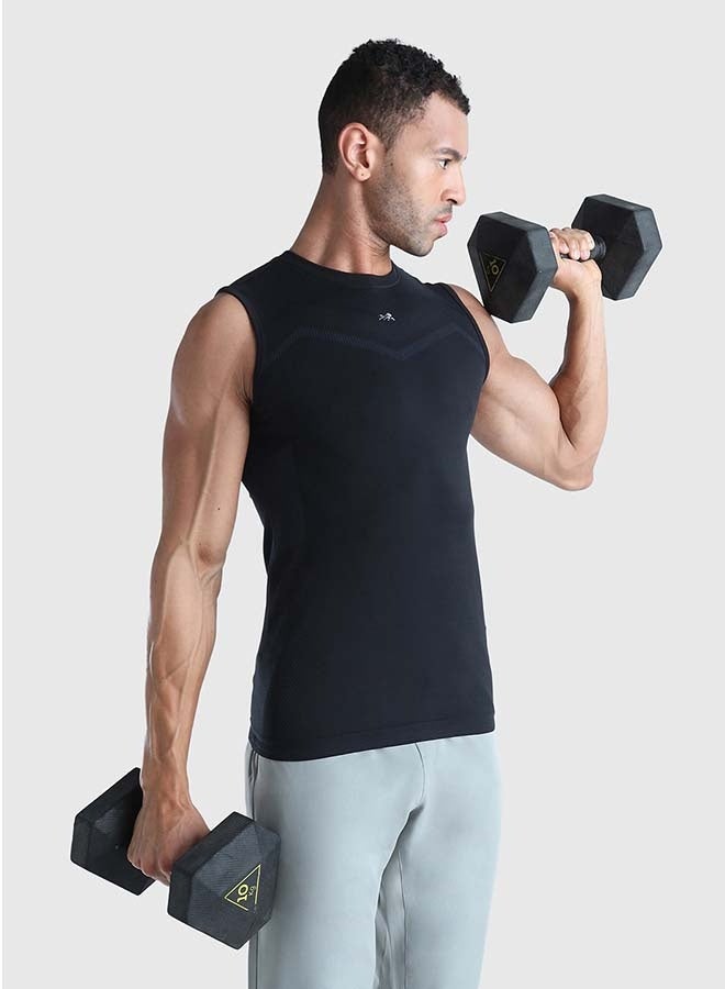 ماسلميند تيشيرت رجالي ضاغط بدون أكمام وملحوم - Image 3