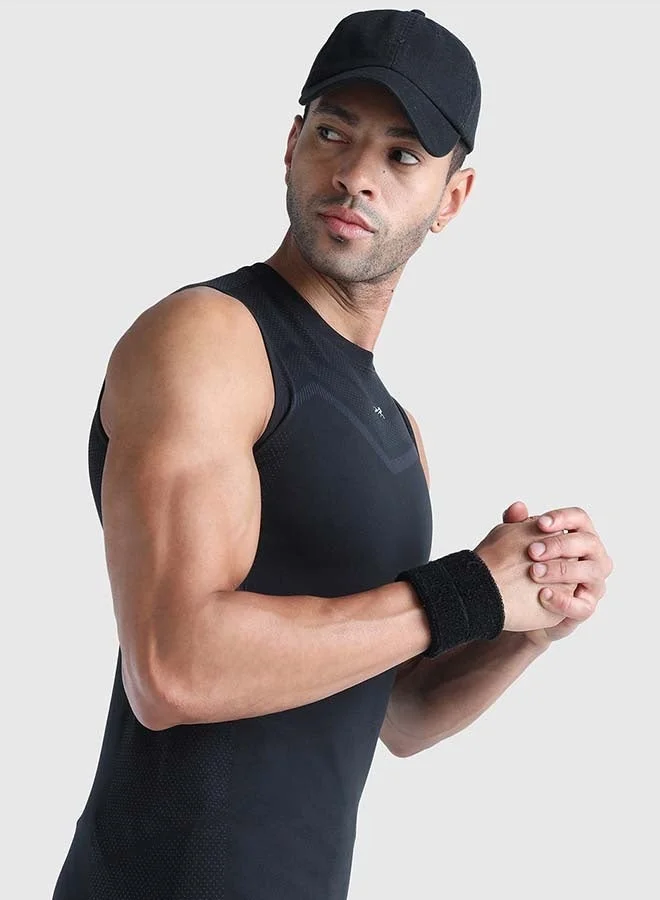 Musclemind Black Men's Seamless Sleeveless Compression T-shirt for Men | Best Price UAE