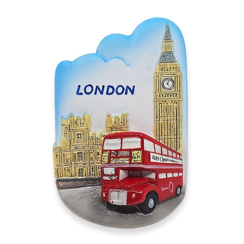 WitnyStore Tiny 3 Red Bus and Big Ben London England Miniature Hand Made Resin 3D Europe Landmark Tourist Attraction Decorative Refrigerator Fridge Magnets Dcor Collectible Traveler Souvenir Gifts