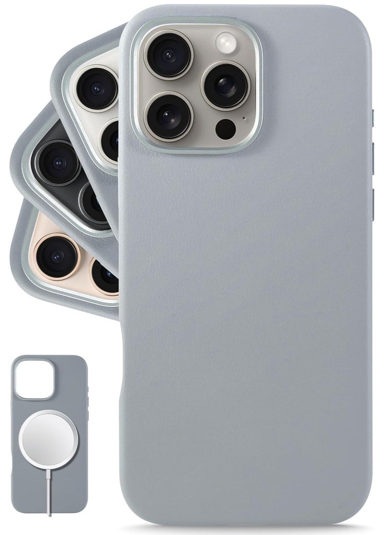 ELTRAZONE Classic European Leather Phone Case for iPhone 16 Pro Max – Gladius/Grey, Smoothens & Softens Over Time, Compatible with MagSafe - Image 1