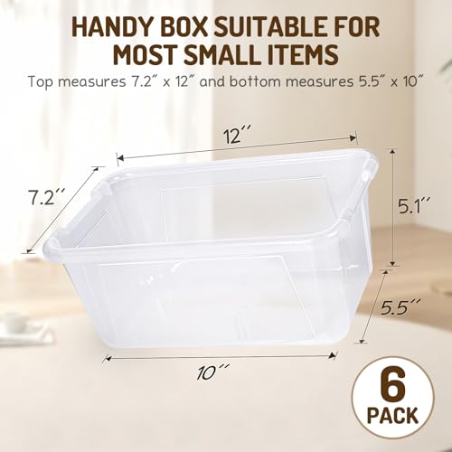 GAMENOTE Clear Plastic Storage Bins with Lids,Stackable Containers for Classroom,Toy Storage Organizer, 5 Qt 6 Pack Small Tubs,Tote Box for Kids Playroom,Sorting(12×7.2×5.1 in) - Image 2
