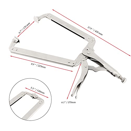 JOIKIT 3PCS 18 Inch C-Clamp Locking Pliers, Welding Pliers Set, Large Face C Clamp with Swivel Pads, Vise Grip C-Clamp for Woodworking Carpentry, Welding, Electrical Equipment - Image 2