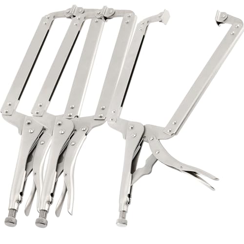 JOIKIT 3PCS 18 Inch C-Clamp Locking Pliers, Welding Pliers Set, Large Face C Clamp with Swivel Pads, Vise Grip C-Clamp for Woodworking Carpentry, Welding, Electrical Equipment - Image 1