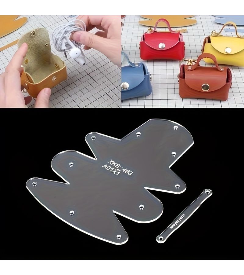 Handmade Leather Tool Acrylic Template Set For Wallet Mini Pendant Bag DIY Making A001 - Image 1