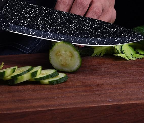 Nathgra Kitchen Knife High Carbon Stainless Steel Chef Knife Professional Black Marble Blade for Vegetable Chopping Cutting Slicing EasyGrip Handle RustProof Cleaver Chopper Knives - Image 5