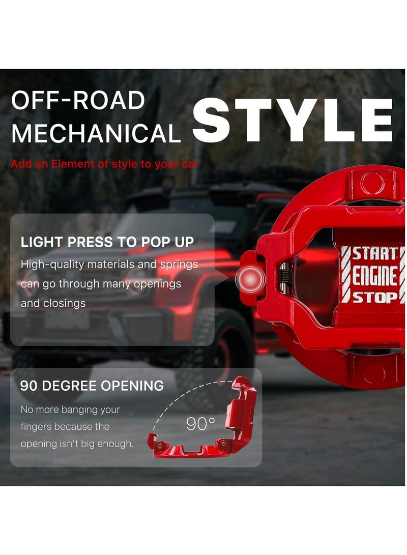 Push Start Button Cover, Engine Start Stop Button Cover, Touch Button Protector Cover, Child Proof Safety for Computer PC Desktop, Car or Motorcycle Interior Decor (Mechanic-Red) - Image 2