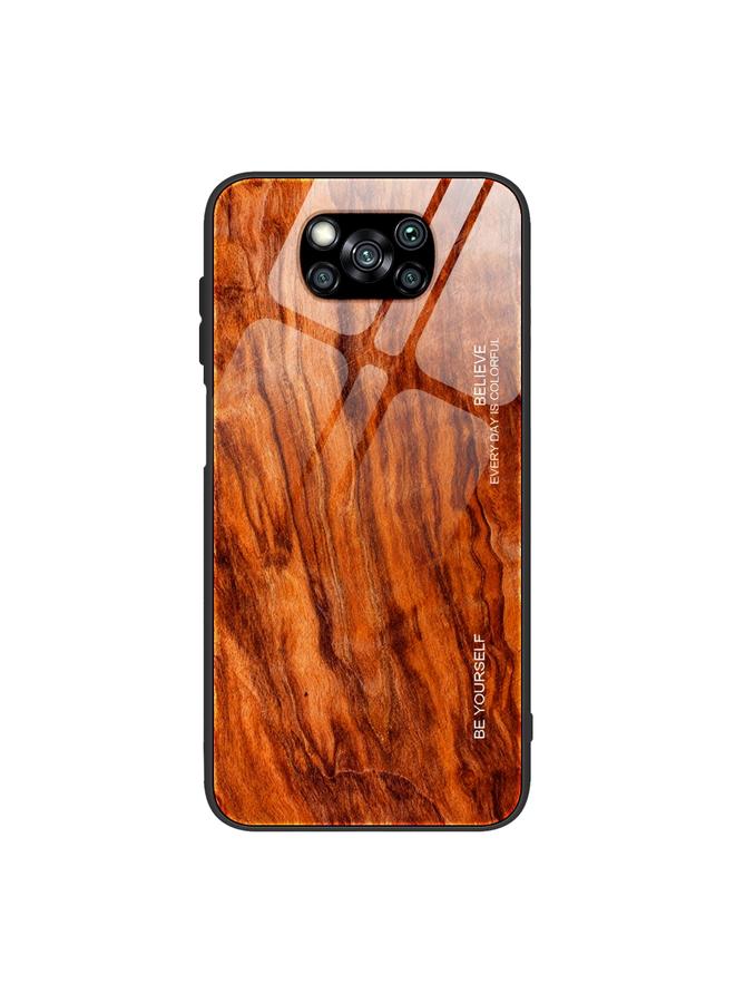 The Bros Case For Xiaomi Poco X3 NFC Wood Grain Glass Protective Case