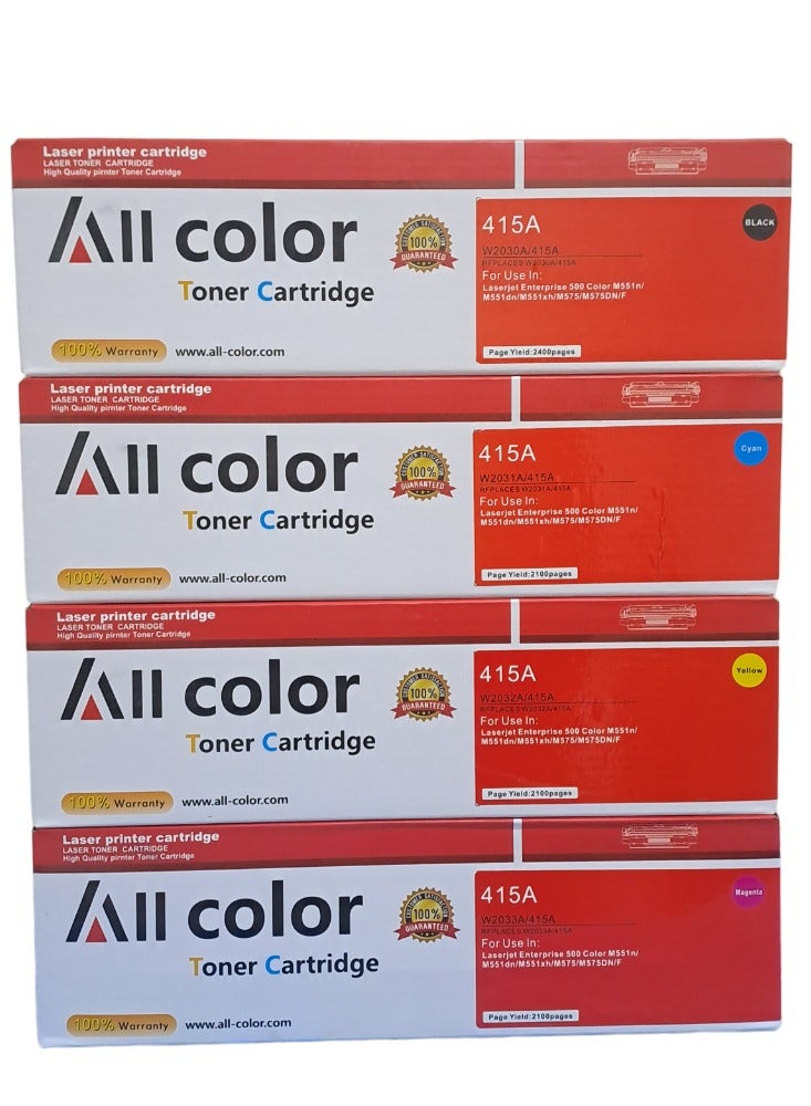 اول كلور خرطوشة حبر متوافقة 414A 415A 416A لطابعات HP Laserjet Pro M454 M454dw/nw MFP M479 M479dw M479fdw الملونة (مع شريحة) - Image 2