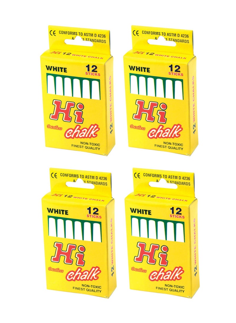HI - White Dustless Chalk Non Toxic Finest Quality 12 Sticks - Image 1