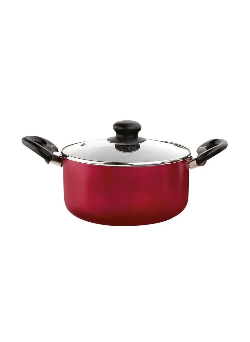 قدر طبخ غير لاصق صديق للبيئة مقاس 26 سم – مصنوع من الألومنيوم المتين بغطاء زجاجي وتصميم سهل التنظيف