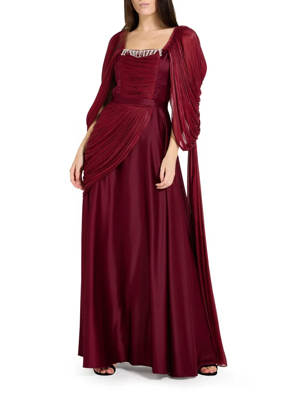 امري Draped Satin Long Dress