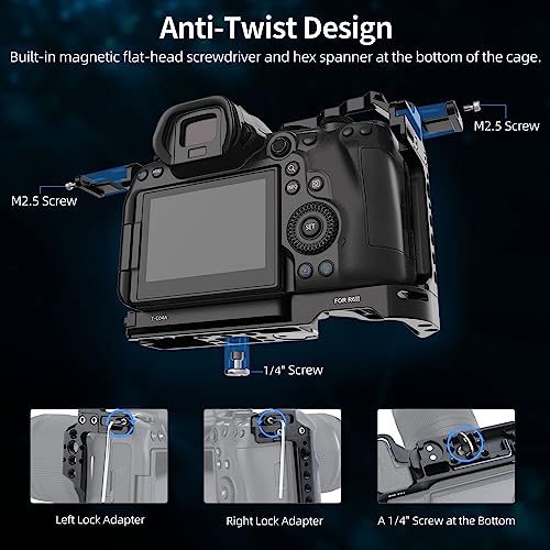 Nitze Cage for Canon R6 Mark III R6 Mark II R5 C R5 R6 with Builtin Cold Shoes NATO Rail and Arca Quick Release Plate TC04A - Image 3