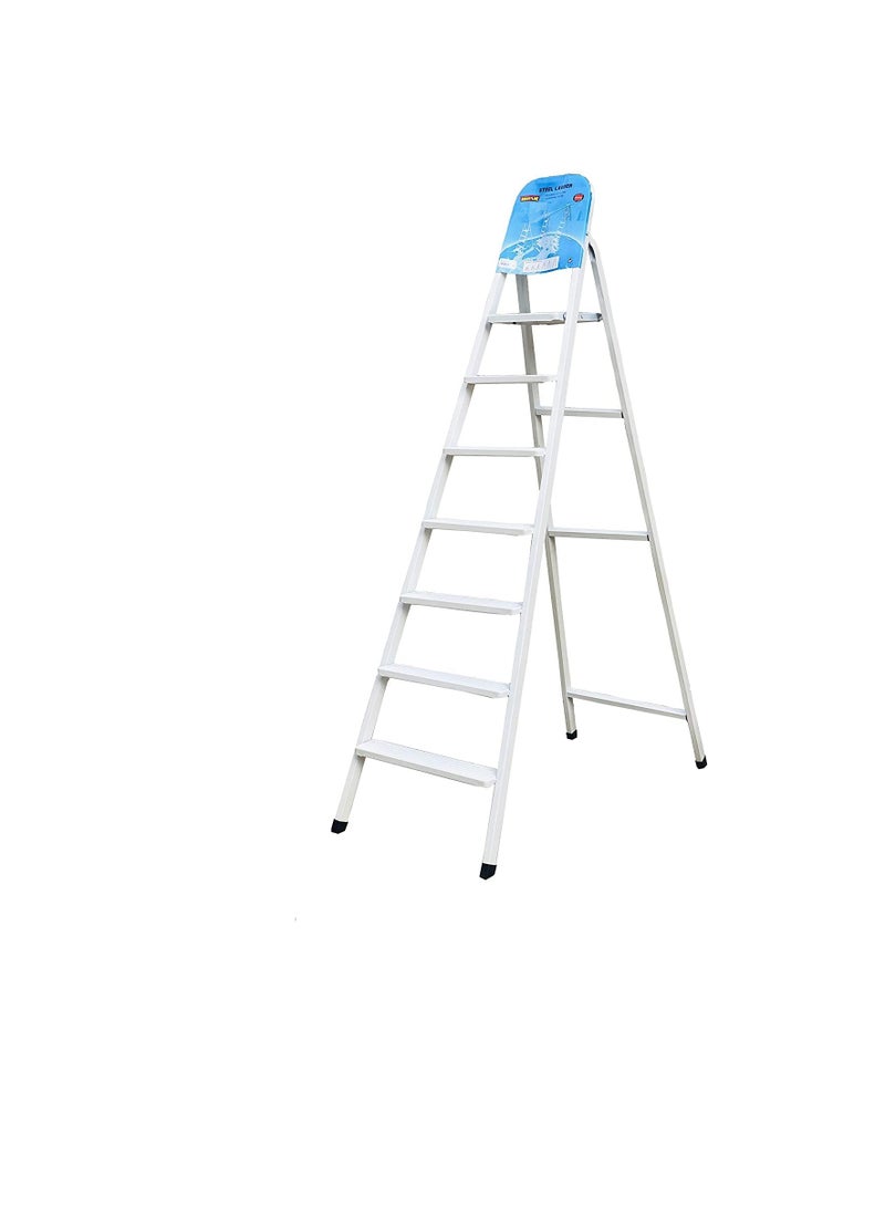 ROBUSTLINE Robustline Heavy Duty Steel Ladder, Ultra Stable Folding Ladder. (7 Step, White)  - Image 3