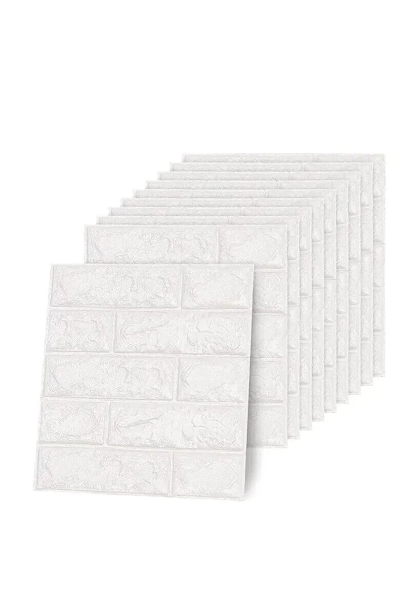 ملصقات جدارية ثلاثية الأبعاد بيضاء، 38 × 35 سم، 10 قطع، ذاتية اللصق، ورق جدران مضاد للصدمات، ديكورا