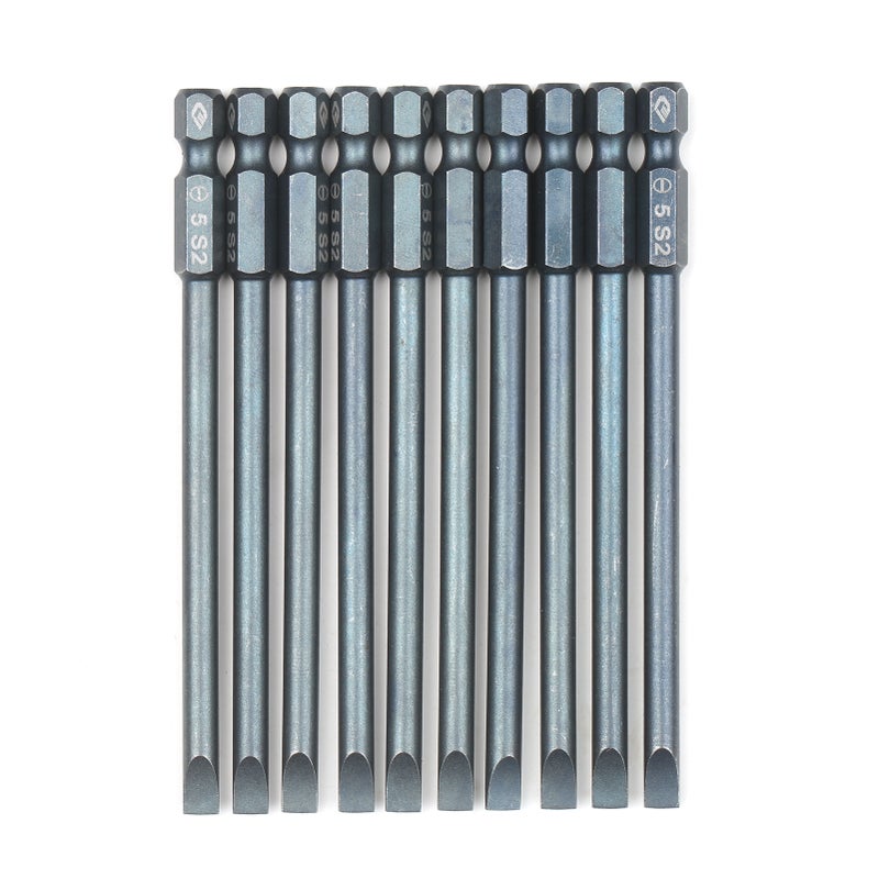 10-Piece Slotted Screwdriver Bit Set 1/4-inch Hex Shank S2 Steel Magnetic Screw Driver Bit Set for Power Screwdriver Electric Hand Drill - Image 1