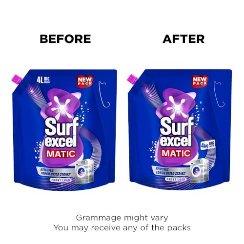 Surf Excel Matic Front Load Liquid Detergent 4L Refill Pouch, Specially designed to remove Tough Dried Stains, 1st time in Washing Machine - Image 2