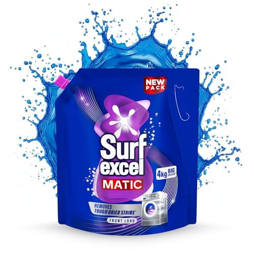 Surf Excel Matic Front Load Liquid Detergent 4L Refill Pouch, Specially designed to remove Tough Dried Stains, 1st time in Washing Machine - Image 3