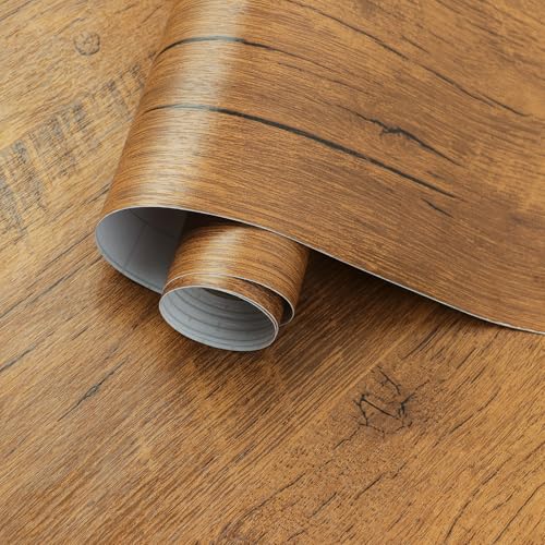 EeeComing Distressed Wood Contact Paper Vintage Wood Wallpaper for Computer Table Desk Peel and Stick Wallpaper Self Removable Wall Paper Decorative 24in x 197in - Image 1
