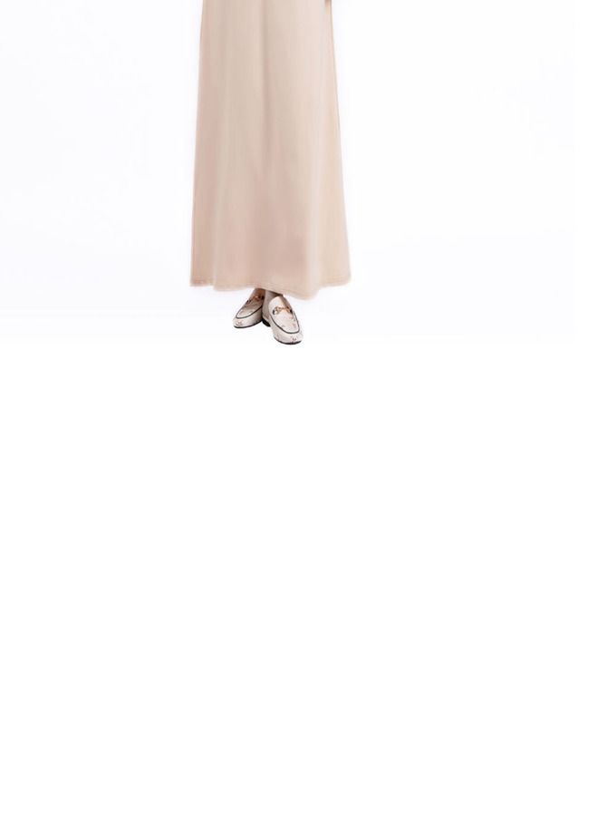 Loquat Simple Dress In Solid Color Beige  - Image 2