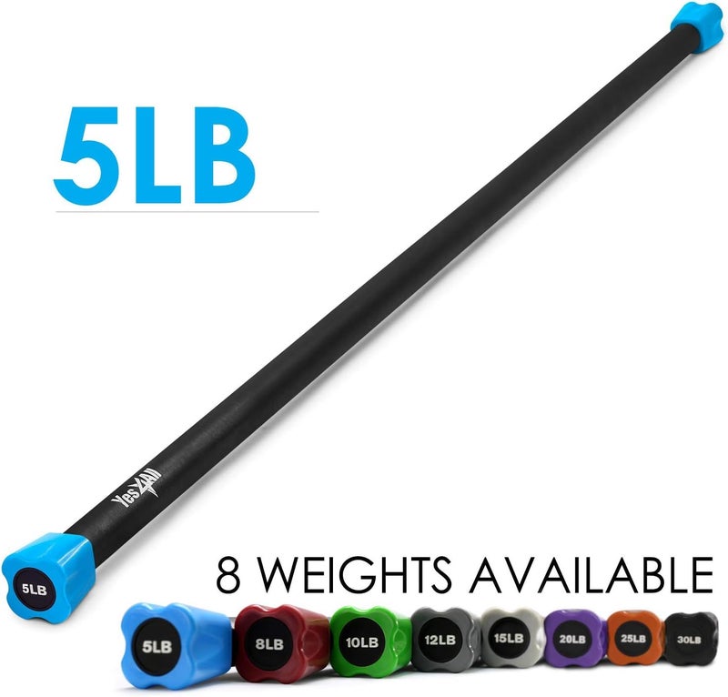 Yes4All Total Body Workout Weighted Pilates Bar, Body Bar For Exercise, Therapy, Aerobics, and Yoga, Strength Training, 5lbs - Image 2