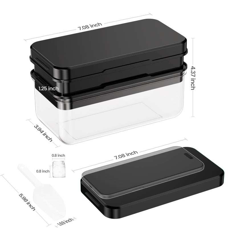 PHINOX Ice Cube Tray with Lid and Bin, PHINOX 56 pcs Ice Trays for Freezer, Ice Cube Trays for Freezer with 2 trays, Container, Lid & Ice Scoop, BPA Free, Black - Image 3