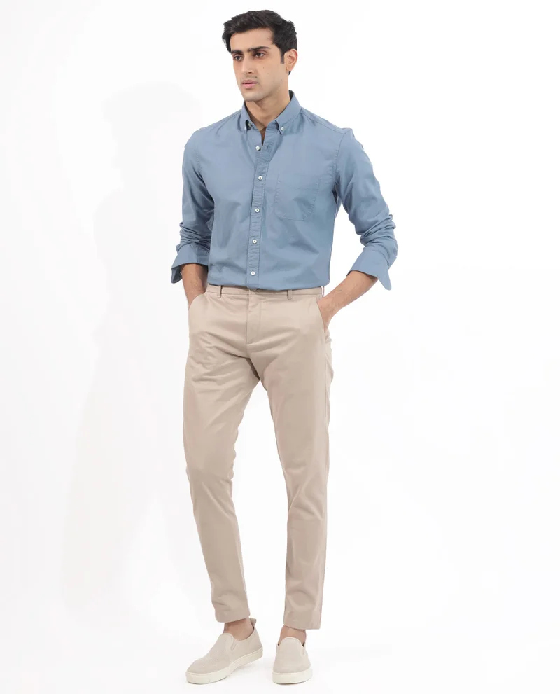 Rare Rabbit Rare Rabbit Men's Auxfo Blue Cotton Fabric Full Sleeves Solid Shirt