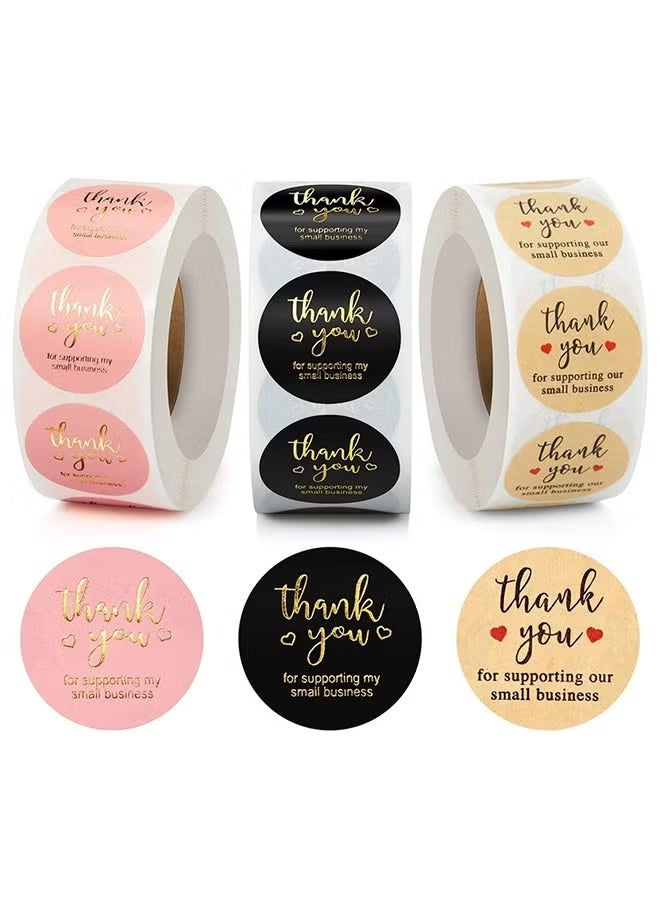 Professional Thank You Stickers 1500-Pack - 3-Color Customizable Labels for Small Business Packaging, Retail Store, E-commerce to Boost Customer Loyalty - Image 1