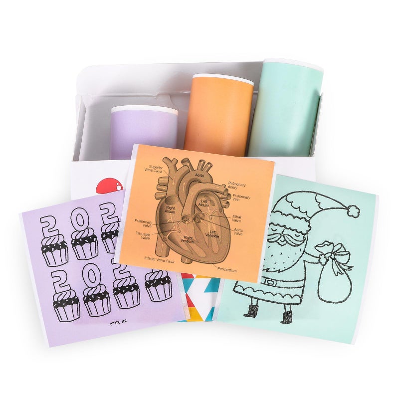 Memoking T02/M02X/M02L Purple/Green/Orange Thermal Paper-20-Year Sticky 50mmx3.5m for Journal Photo Texts Study Notes and More, 3 Rolls - Image 1