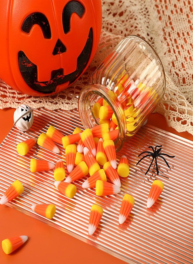 JUNEBRUSHS Halloween Table Decorations, 50 Pcs Fake Candy Corn Resin Candy Corn Decor Artificial Fall Ornaments for Tiered Tray Vase Filler Jewelry Making Halloween Crafts - Image 3
